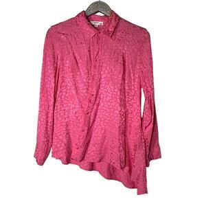 Koche Pink Jacquard Leopard Asymmetric Shirt